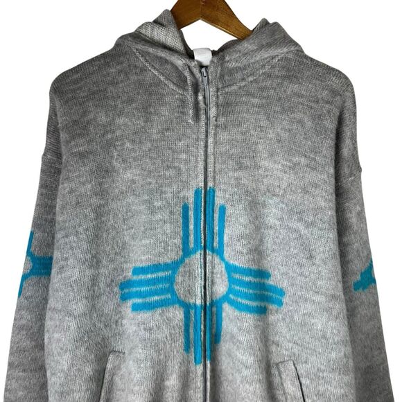 Galapagos Confecciones Size XL Jacket Full Zip Hooded Tribal Aztec Wool - Picture 2 of 6